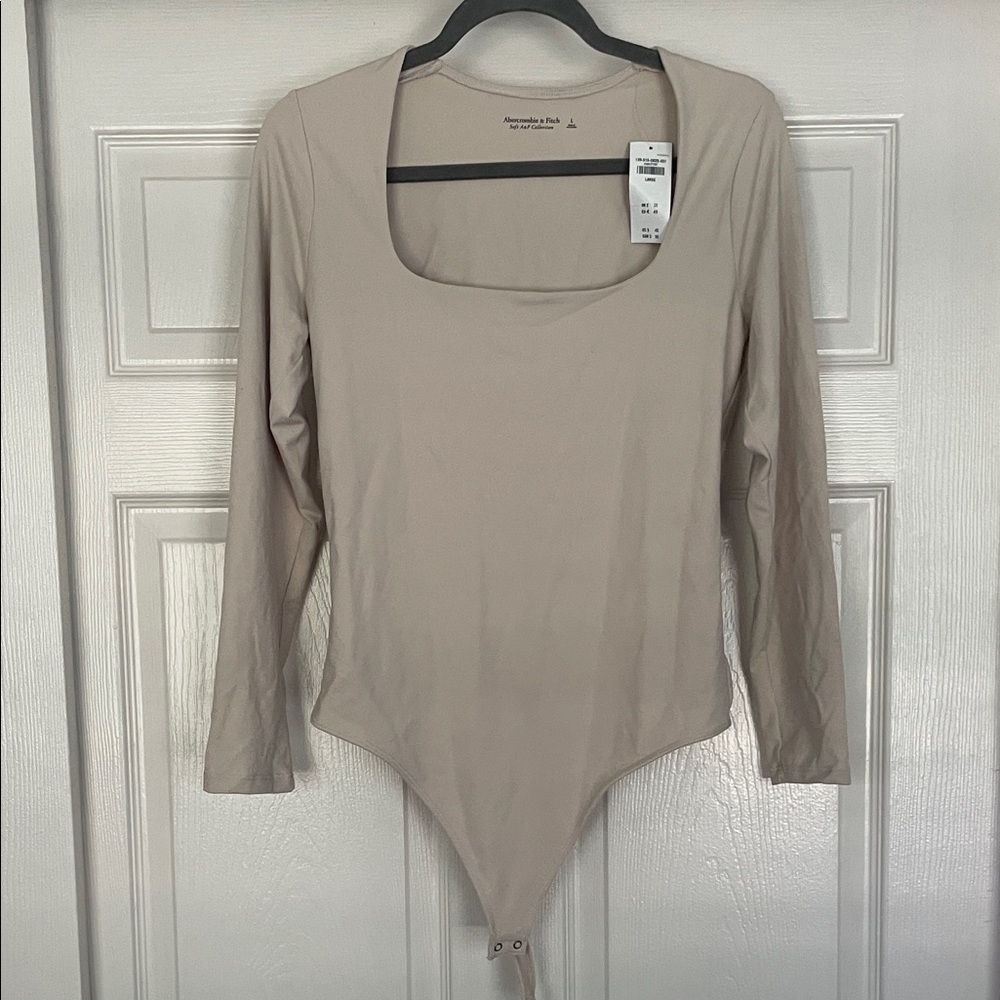 Abercrombie and Fitch Taupe Long Sleeve Bodysuit